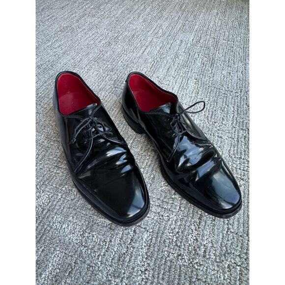 Allen Edmond Black Patent Leather Lace Up Dress Shoes Tuxedo 7.5 C - Picture 2 of 10